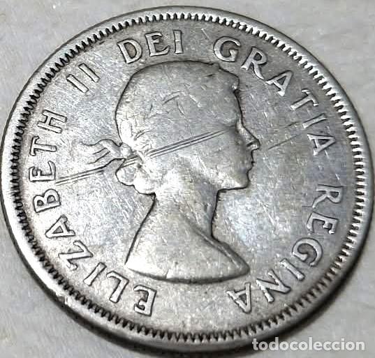 Monedas antiguas de Am&eacute;rica: Canad&aacute;, 25 C&eacute;ntimos 1960, KM#52./ PLATA, rayitas pero bonita, la de las fotos.