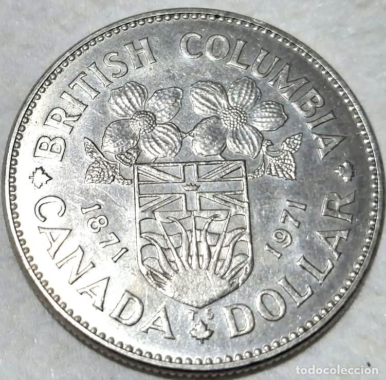 Monedas antiguas de Am&eacute;rica: Canad&aacute;, 1 D&oacute;lar 1971, &rdquo;Columbia Brit&aacute;nica&rdquo; KM#79./ Sin Circular? Brillo original, la de las fotos.