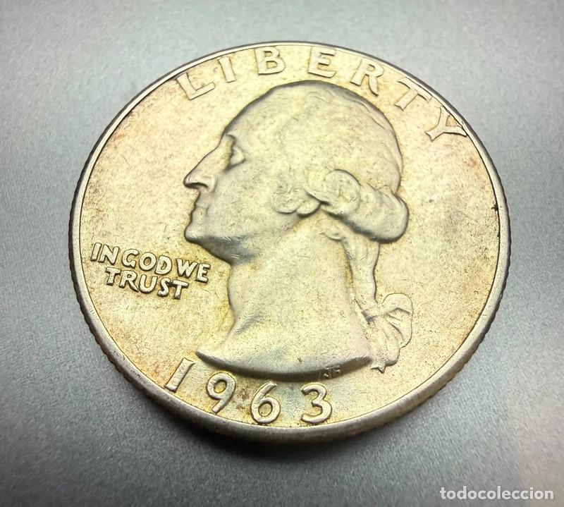 Monedas antiguas de Am&eacute;rica: 1/4 D&oacute;lar 1963 Washington Quarter Plata Estados Unidos