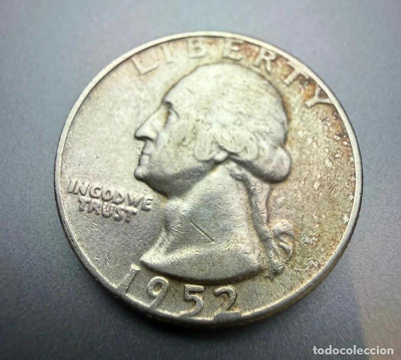 Monedas antiguas de Am&eacute;rica: 1/4 D&oacute;lar 1952 Washington Quarter Plata Estados Unidos