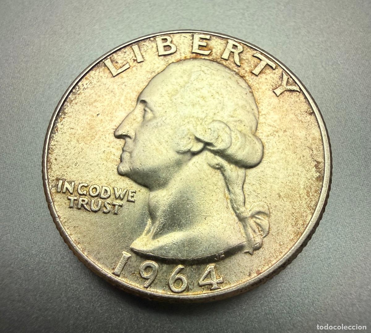 Monedas antiguas de Am&eacute;rica: 1/4 D&oacute;lar 1964 Washington Quarter Plata Estados Unidos
