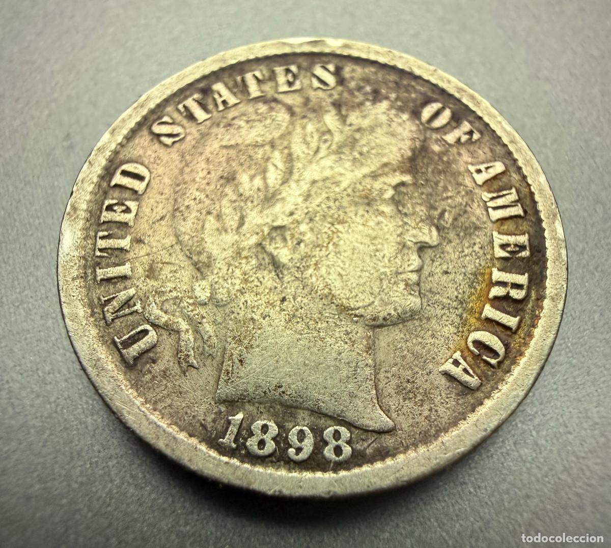 Monedas antiguas de Am&eacute;rica: 1 Dime 1898 Barber Dime Plata .900 Estados Unidos