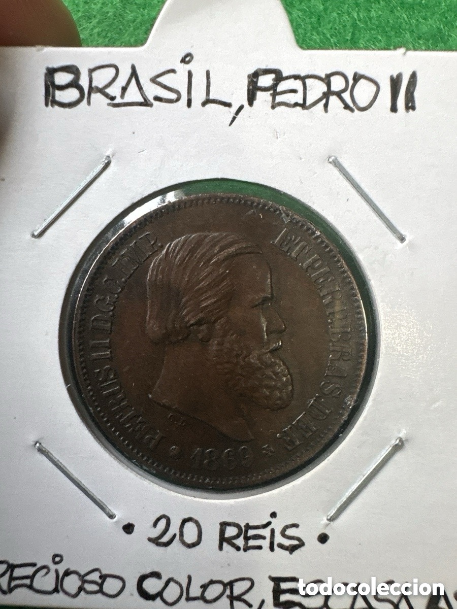 Alte M&uuml;nzen aus Amerika: Moneda 20 Reus Brasil 1869, Pedro II (A6)