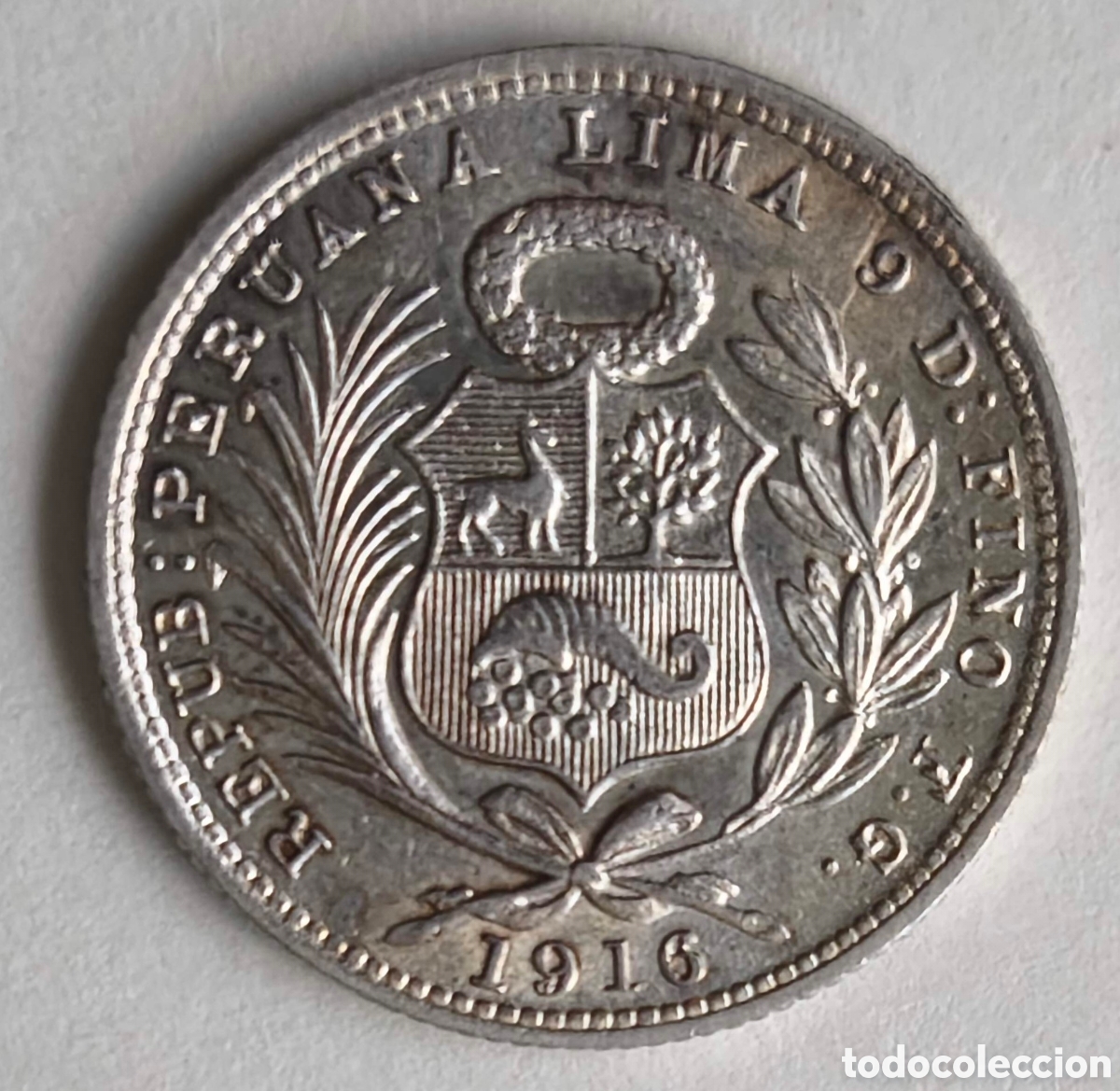 Monedas antiguas de Am&eacute;rica: Per&uacute;. 1916. Un sol. MBC - Foto 2