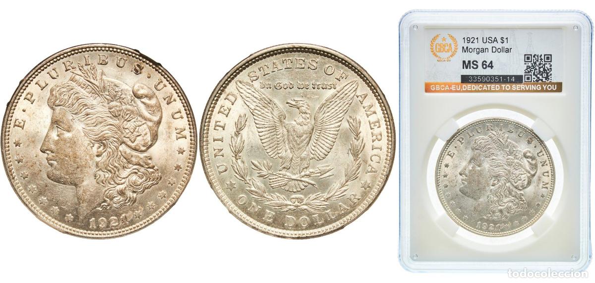 Monedas antiguas de Am&eacute;rica: United States Federal republic 1921 1 Dollar &rdquo;Morgan Dollar&rdquo; Silver (.900) (.100 copper) Philadelph