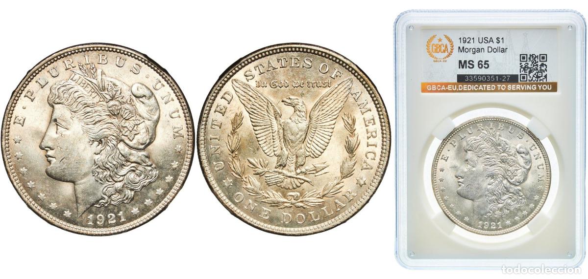 Monedas antiguas de Am&eacute;rica: United States Federal republic 1921 1 Dollar &rdquo;Morgan Dollar&rdquo; Silver (.900) (.100 copper) Philadelph