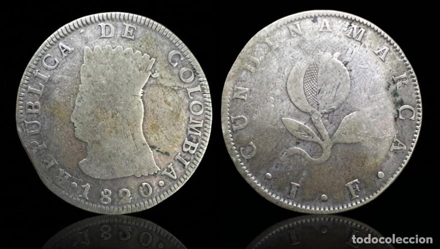 Monedas antiguas de Am&eacute;rica: Colombia 8 Reales 1820 Km C6 Plata