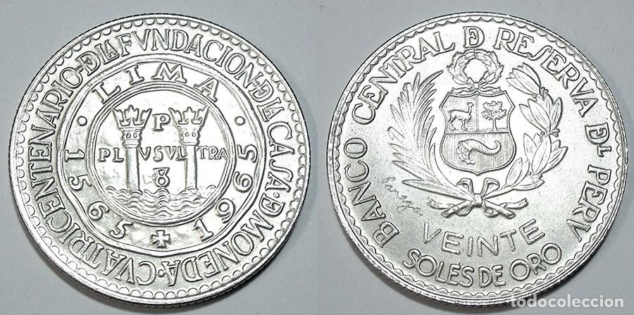 Monedas antiguas de Am&eacute;rica: PERU - 20 SOLES - 1965 - PLATA - NO CIRCULADA - REF: KM#241 - FLOR DE CU&Ntilde;O