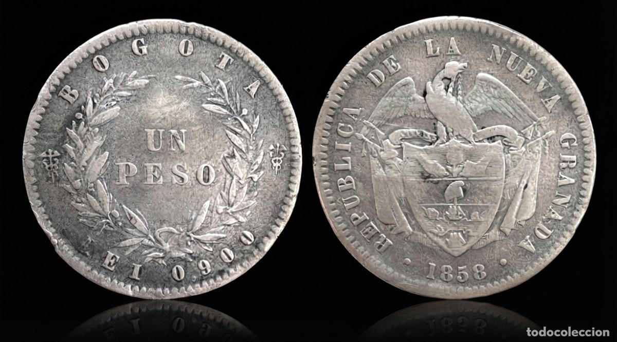 Monedas antiguas de Am&eacute;rica: Colombia 1 Peso 1858 Km 1118 Plata