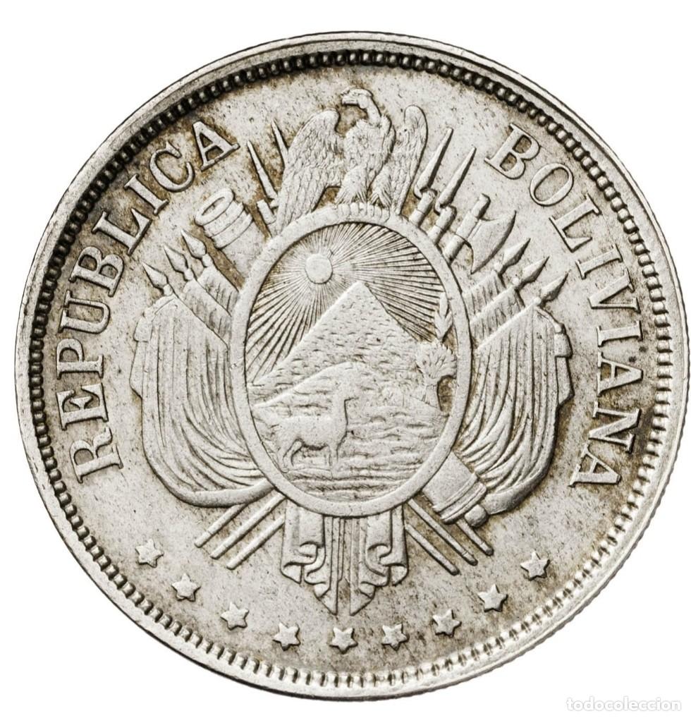 Monedas antiguas de Am&eacute;rica: Moneda de Plata 1 Boliviano a&ntilde;o 1873