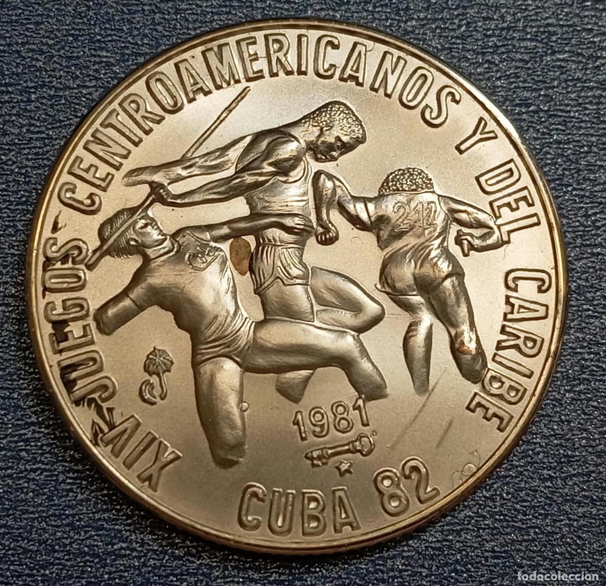 Monedas antiguas de Am&eacute;rica: Cuba Moneda de PLATA 999 5 pesos 1981 XVI Juegos Centroam&eacute;rica y Caribe Atletismo