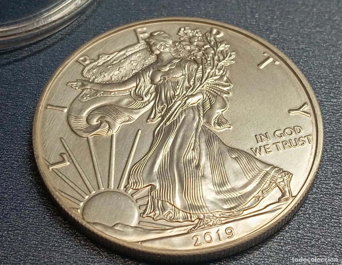 Monedas antiguas de Am&eacute;rica: 1 onza moneda PLATA .999 Liberty Eagle 2019 EBC