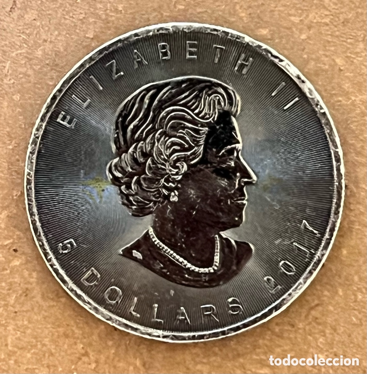Alte M&uuml;nzen aus Amerika: MONEDA CANADA: 5 DOLLARS 2017 ELIZABETH II - MAPLE LEAF, 1 ONZA PLATA FINA 999