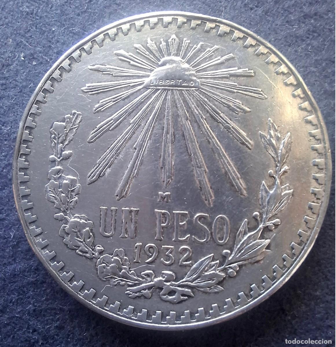 Monedas antiguas de Am&eacute;rica: Moneda Antigua de Plata 1 Peso M&eacute;xico 1932 &ldquo;Resplandor&rdquo; &ndash; Excelente Estado