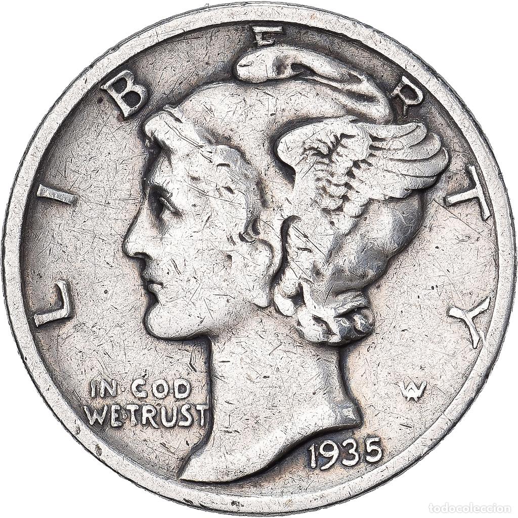 Monedas antiguas de Am&eacute;rica: [#639476] Estados Unidos, Dime, Mercury, 1935, U.S. Mint, Plata, MBC, KM:140