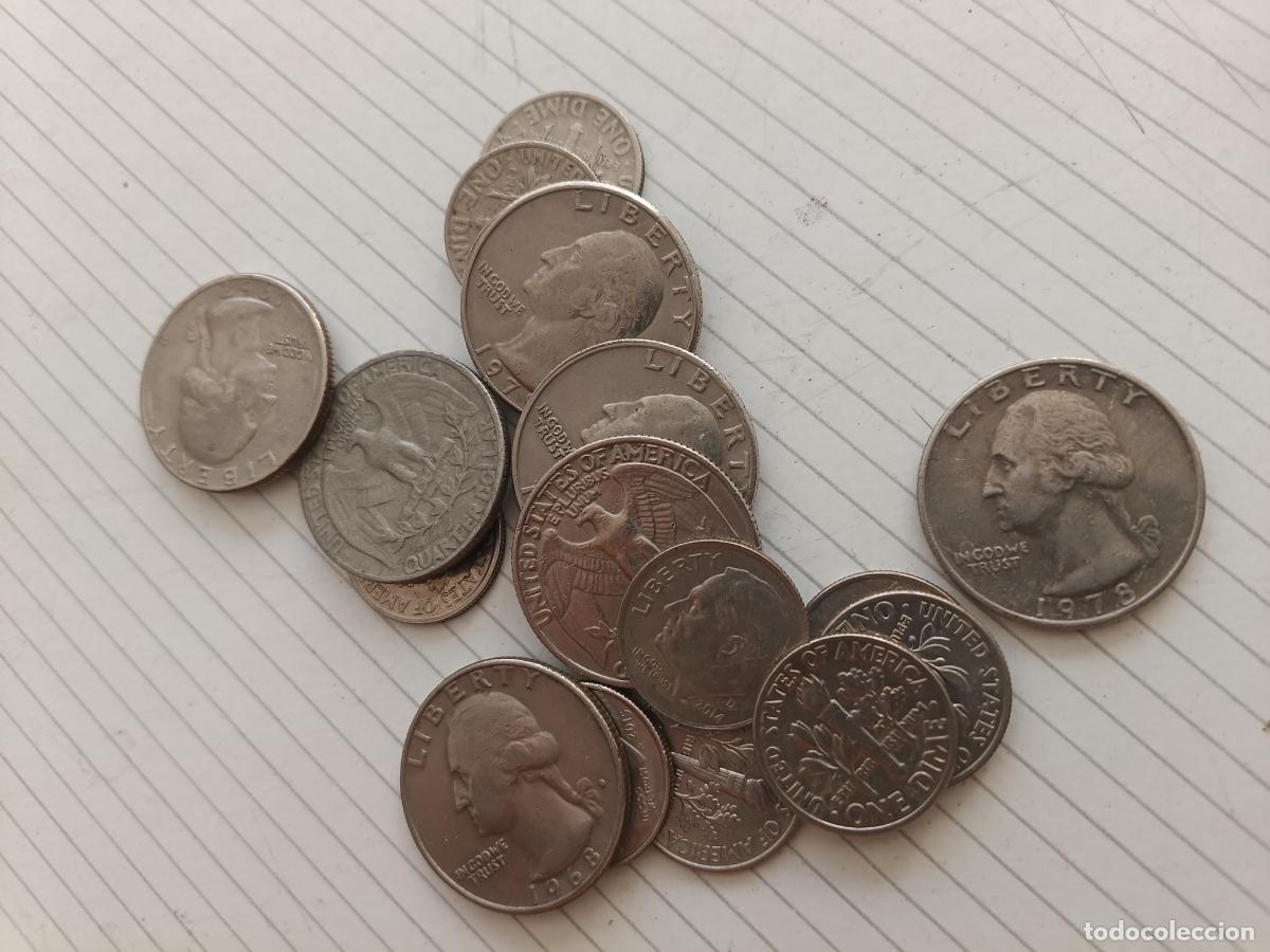 Monedas antiguas de Am&eacute;rica: 2,75 dollars en monedas. USA