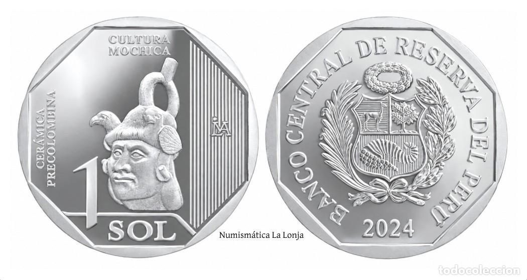 Old Coins of America: Per&uacute; 1 Sol Conmemorativa Cultura Mochica 2024 Km 449 Sc Unc