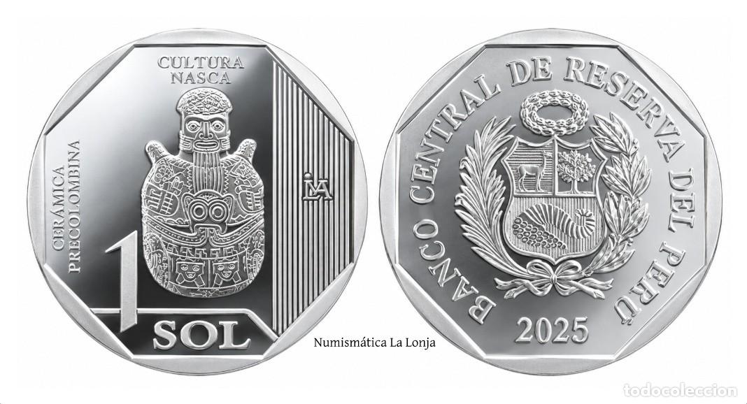 Old Coins of America: Per&uacute; 1 Sol Conmemorativa Cultura Nasca 2025 Km Nuevo Sc Unc