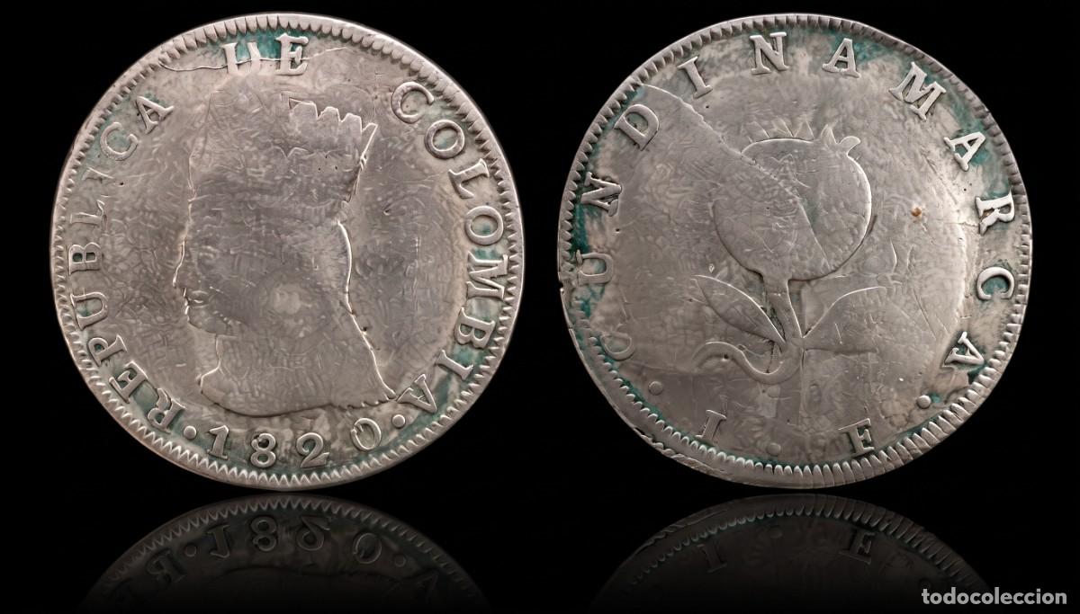 Monedas antiguas de Am&eacute;rica: Colombia 8 Reales 1820 JF Cundinamarca Km C6 Plata