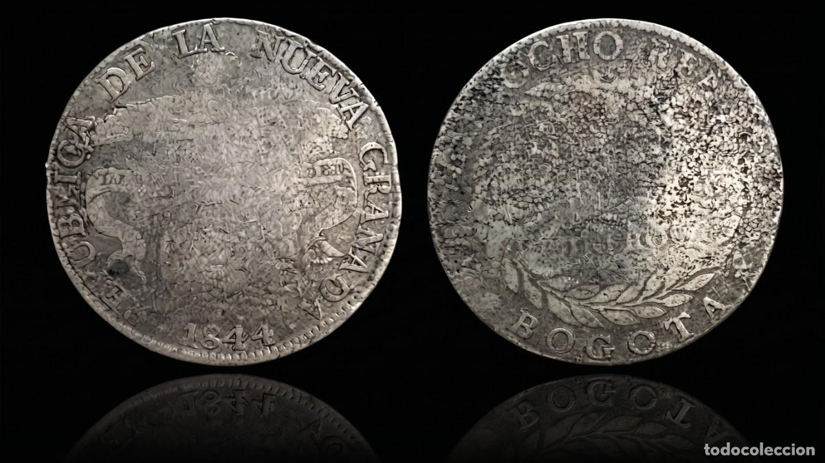 Monedas antiguas de Am&eacute;rica: Colombia 8 Reales Culebrilla 1844 Bogot&aacute; Km 98 Plata