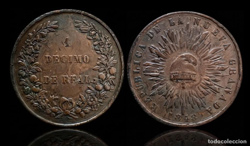 Monedas antiguas de Am&eacute;rica: Colombia 1 D&eacute;cimo de Real 1848 Km 102