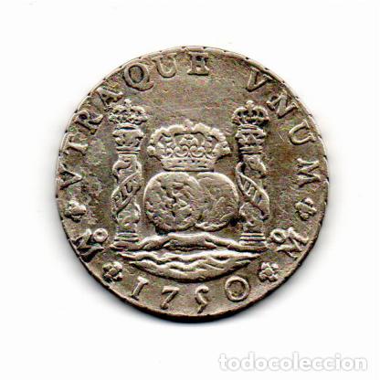Monedas antiguas de Am&eacute;rica: M&Eacute;XICO 1750, 8 REALES, FERNANDO VI, KM-104.1, M&Eacute;XICO, AG, BC; 2 FOTOS