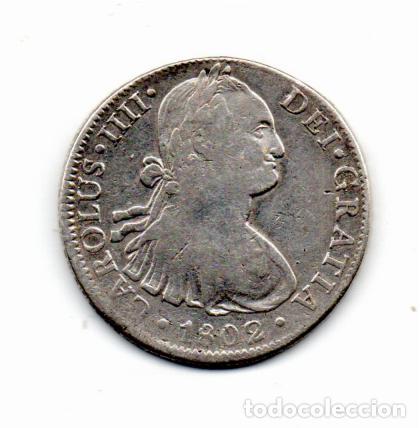 Monedas antiguas de Am&eacute;rica: M&Eacute;XICO 1802, 8 REALES, CARLOS IV, KM-109, M&Eacute;XICO, AG, 27 gr, 896-1000, MBC; 2 FOTOS