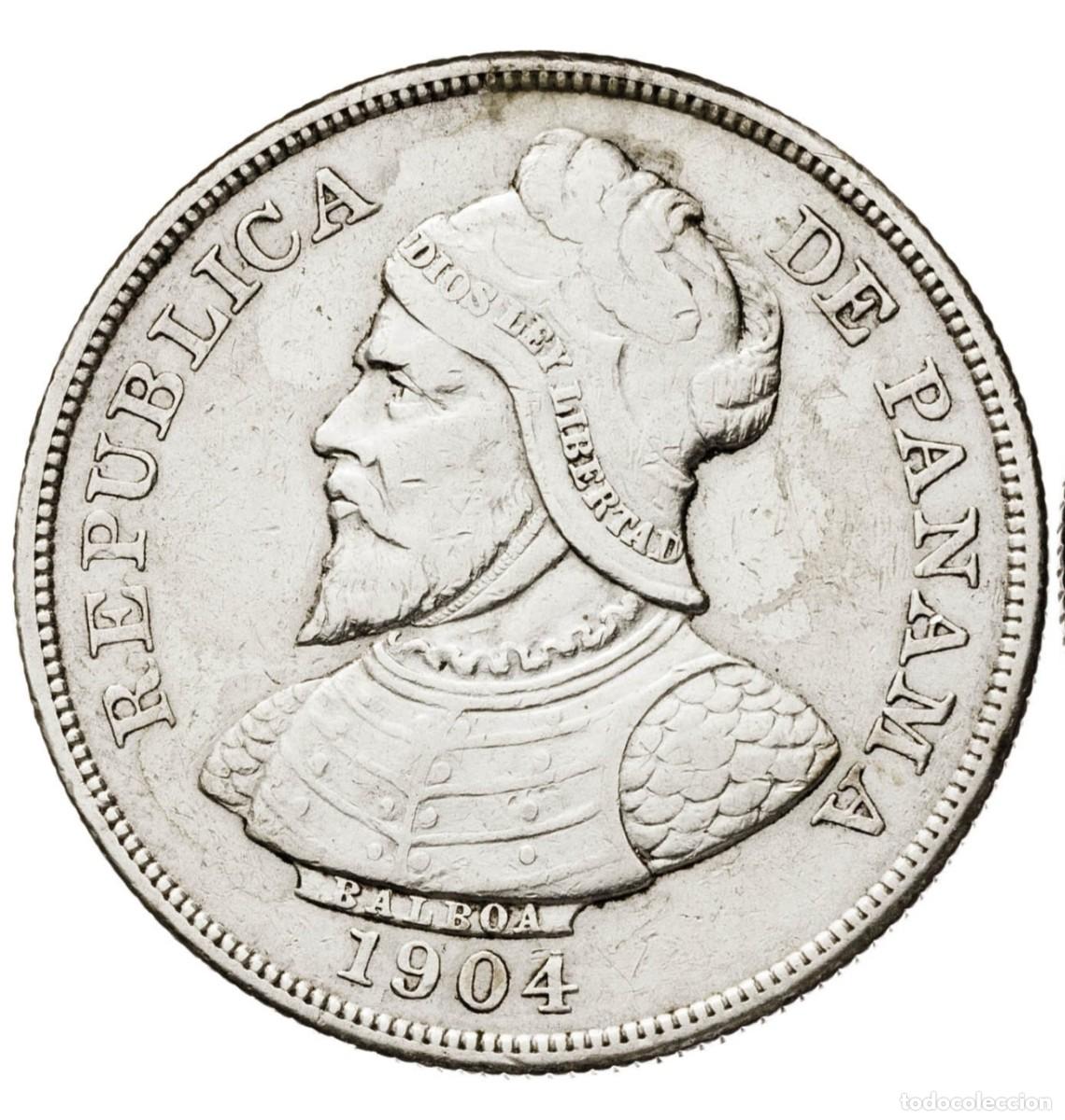 Alte M&uuml;nzen aus Amerika: Moneda de plata 50 Cent&eacute;simos de Panam&aacute; a&ntilde;o 1904