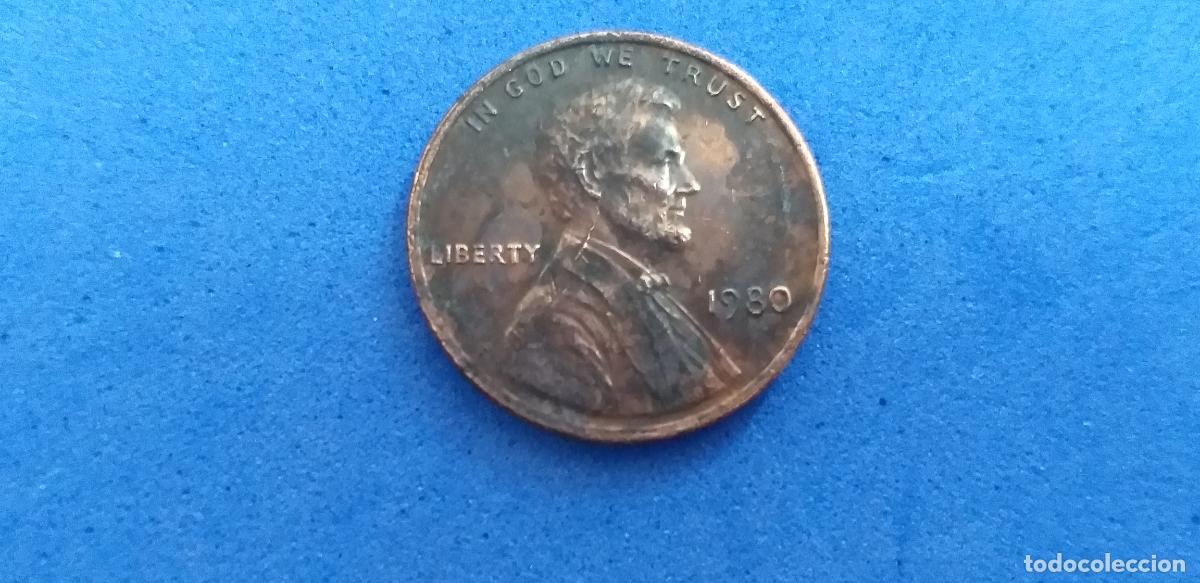 Monedas antiguas de Am&eacute;rica: MONEDA USA. ONE CENT. A&Ntilde;O 1980. ABRAHAM LINCOLN. 1 centavo estados unidos