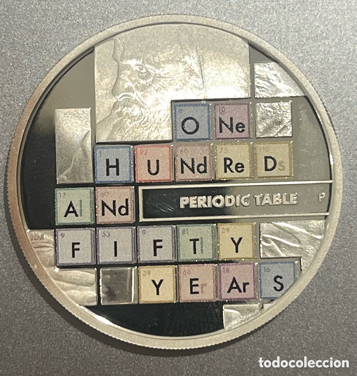 Moedas antigas da Am&eacute;rica: MONEDA TUVALU, 1 DOLLAR 2019, ELIZABETH II, 1 0NZA PLATA PURA 999 - PERIODIC TABLE