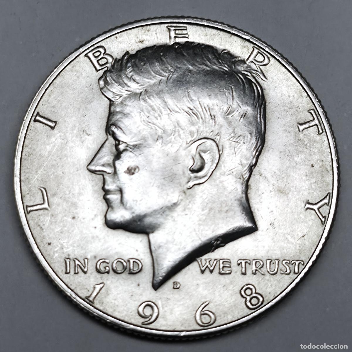 Monedas antiguas de Am&eacute;rica: MONEDA PLATA ESTADOS UNIDOS 1/2 DOLAR KENNEDY 1968 D.