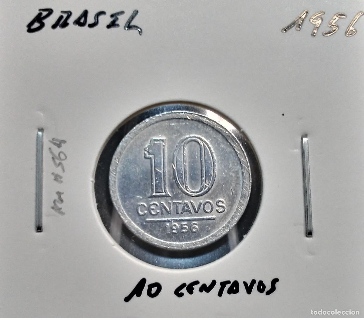 Monedas antiguas de Am&eacute;rica: BRASIL 10 CENTAVOS 1956 KM#564 MBC+.
