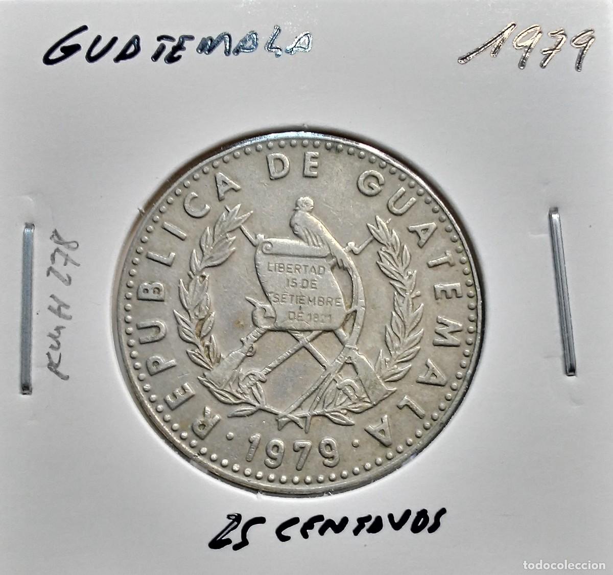 Monedas antiguas de Am&eacute;rica: GUATEMALA 25 CENTAVOS 1979 KM#278