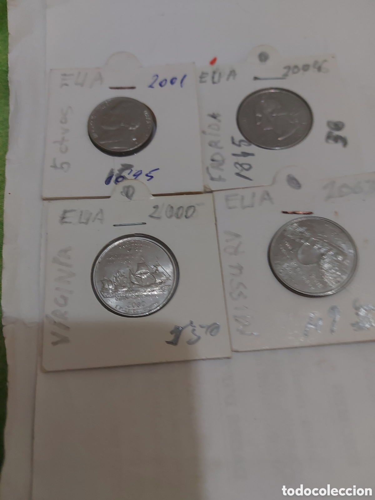 Monedas antiguas de Am&eacute;rica: 4 monedas de America