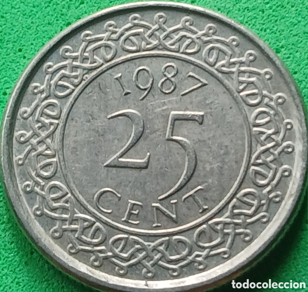 Monedas antiguas de Am&eacute;rica: Surinam 25 cent 1987 km#14a