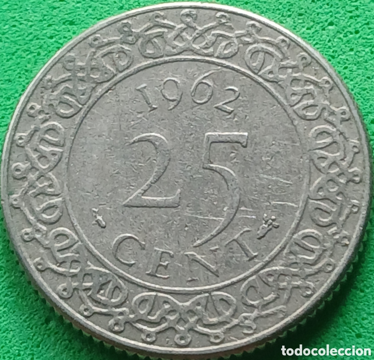 Monedas antiguas de Am&eacute;rica: Surinam 25 cent 1962 km#14 sin marca