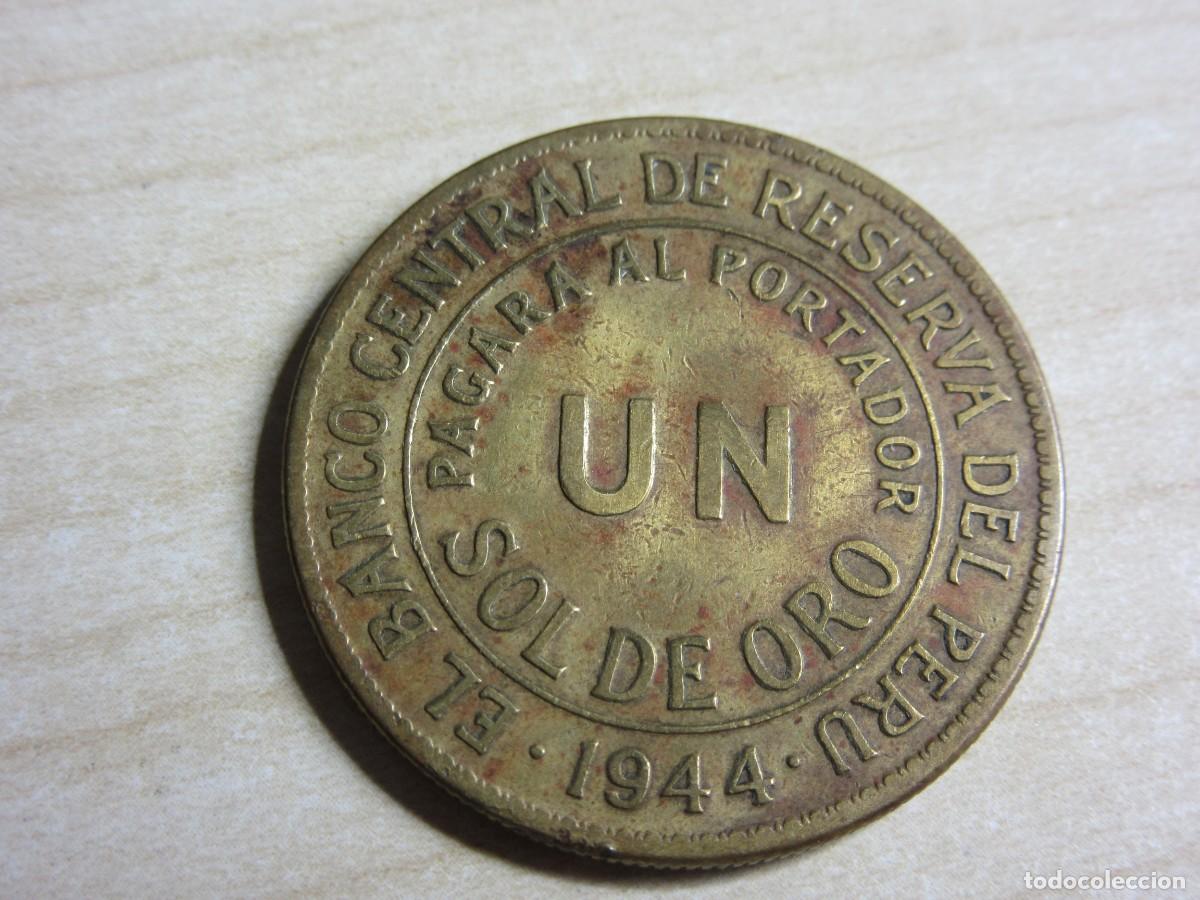 Monedas antiguas de Am&eacute;rica: Moneda de un sol de oro Per&uacute; 1944 - Foto 1