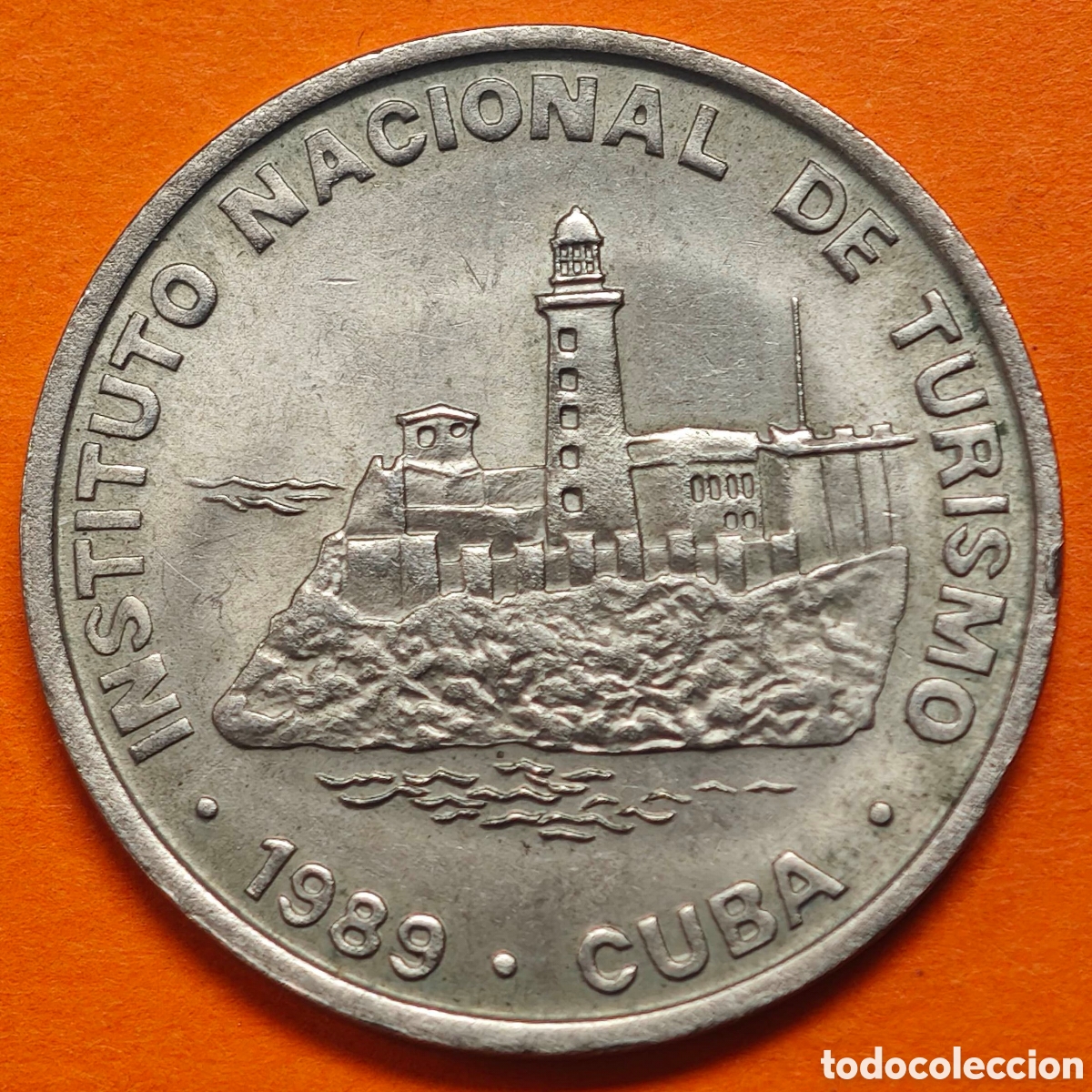 Monedas antiguas de Am&eacute;rica: ** NUMISMATICA BILBAO * SUPER RARA ** CUBA 1 PESO 1989 INTUR FUERTE EL MORRO KM.580 MONEDA NICKEL