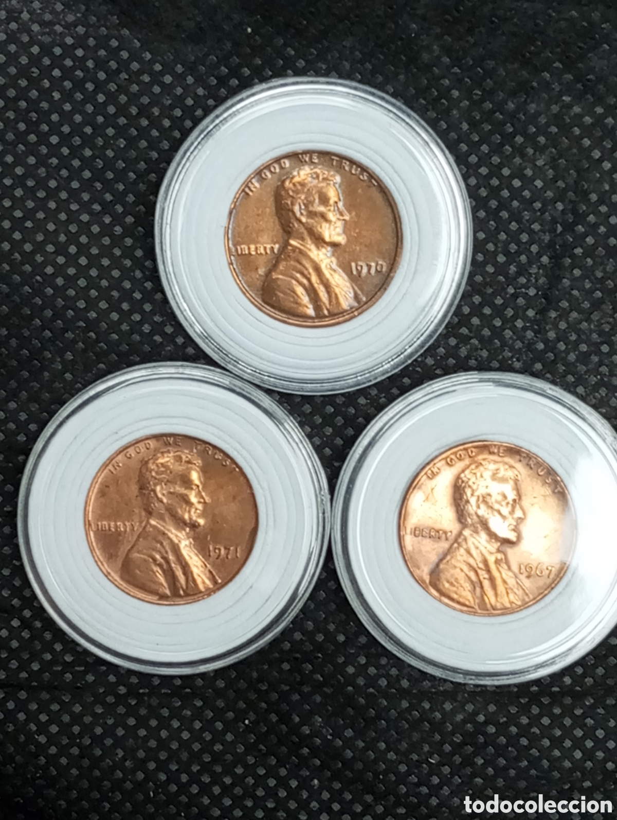 Monedas antiguas de Am&eacute;rica: 3 monedas de un c&eacute;ntimo eeuu
