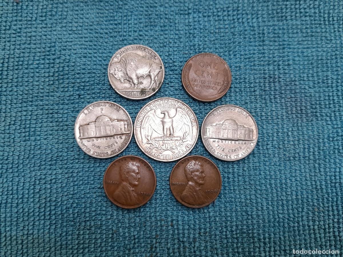 Monedas antiguas de Am&eacute;rica: Estados Unidos, lote de 7 monedas