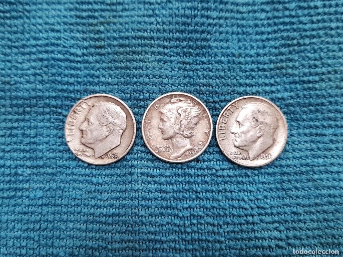 Monedas antiguas de Am&eacute;rica: Estados Unidos, lote 3 monedas de Plata