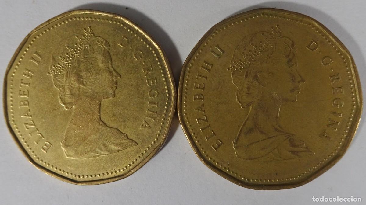 Monedas antiguas de Am&eacute;rica: 2 MONEDAS CANAD&Aacute;, 1 DOLLAR 1987-1989, VER FOTOS