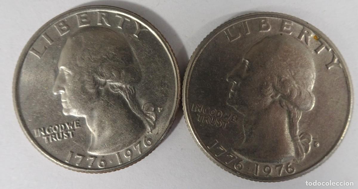 Monedas antiguas de Am&eacute;rica: 2 MONEDAS CUARTO DOLAR 1776 1976, USA, VER FOTOS