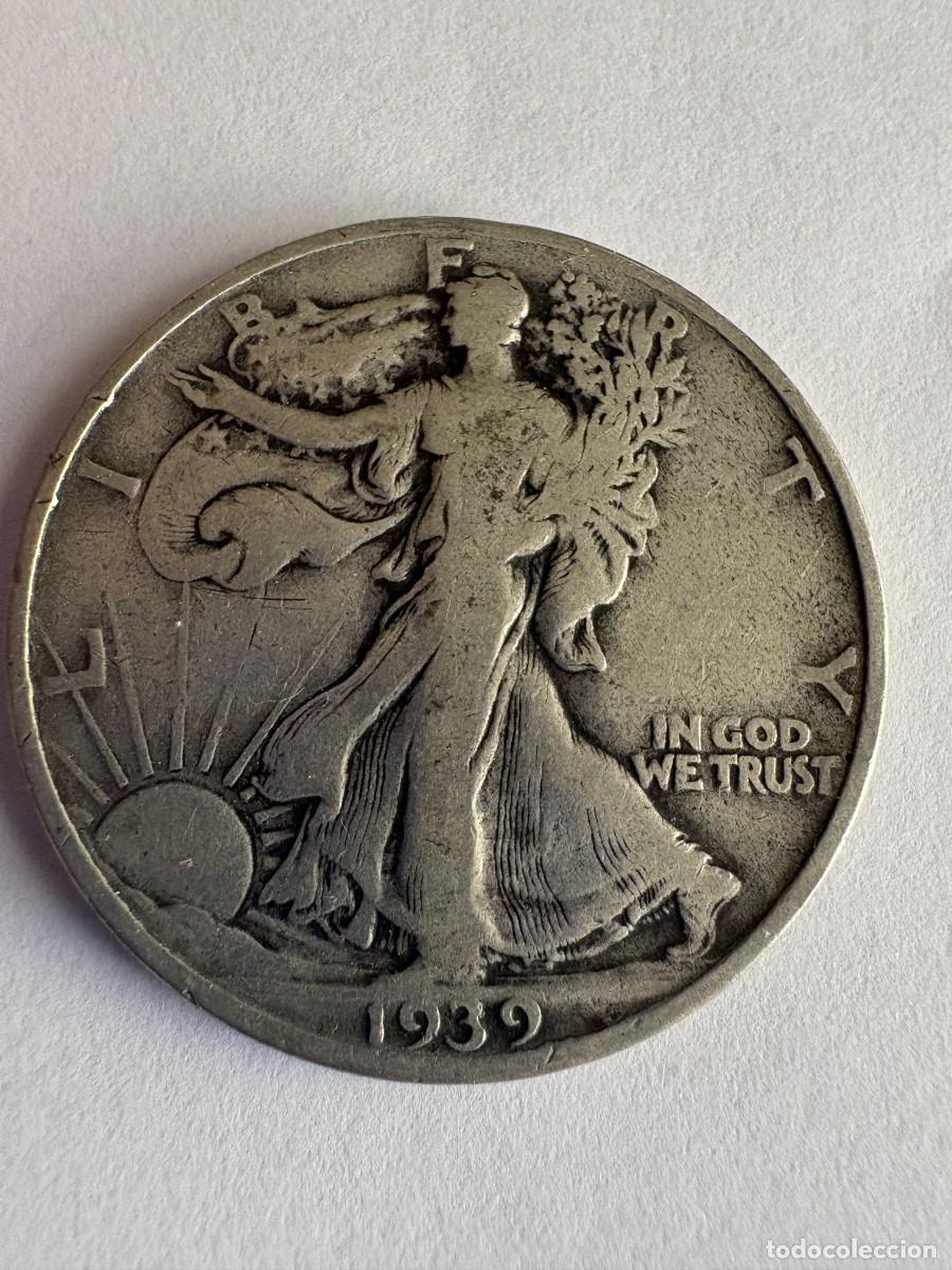 Monedas antiguas de Am&eacute;rica: Moneda 1/2 D&oacute;lar Walking Liberty 1939 Plata 900 Filadelfia EEUU