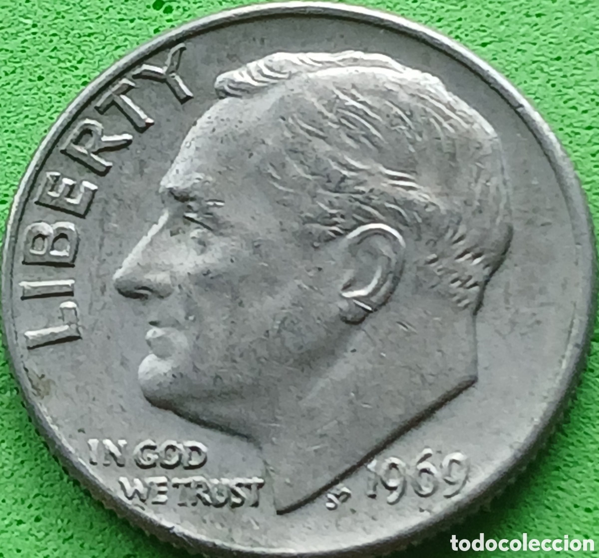 Monedas antiguas de Am&eacute;rica: USA one dime 1969 km#195a sin marca de ceca