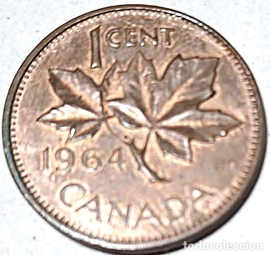 Moedas antigas da Am&eacute;rica: Canad&aacute;, 1 Centavo 1964, KM#49. Muy bonita, la de la foto.
