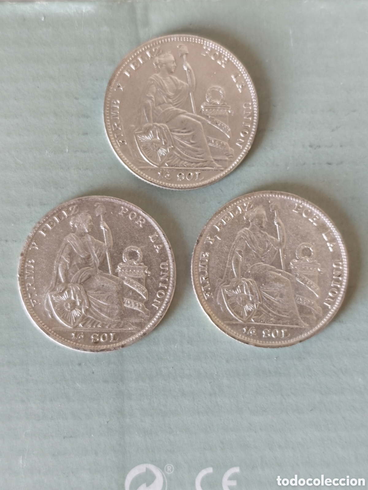Monedas antiguas de Am&eacute;rica: 1/2 sol Per&uacute; plata 0.500