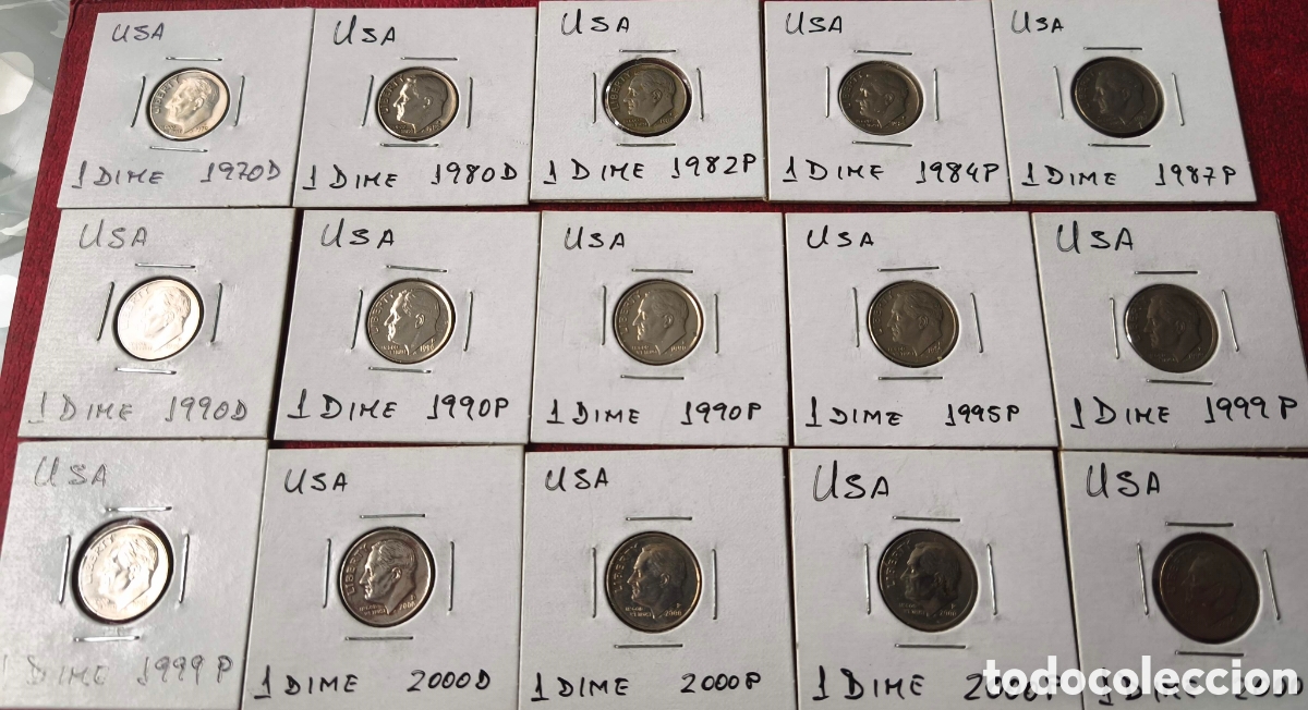 Monedas antiguas de Am&eacute;rica: EEUU. 1970-2000. Set de dimes