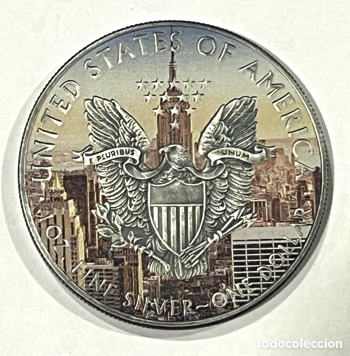 Monedas antiguas de Am&eacute;rica: MONEDA 1 ONZA, EAGLE - 2017 - EMPIRE STATE BUILDING - PLATA FINA 999 - COLOREADA