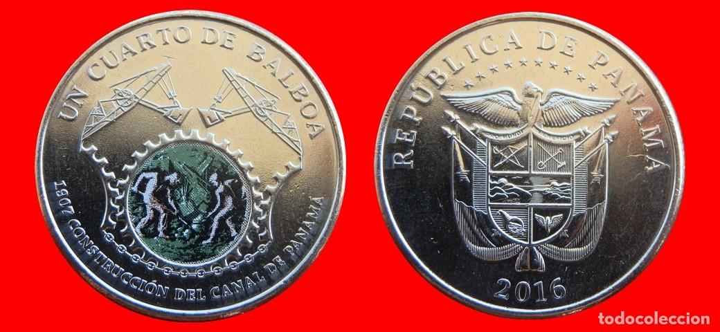 Monedas antiguas de Am&eacute;rica: 1/4 BALBOA 2016 COLOREADA SIN CIRCULAR PANAMA-9898SC